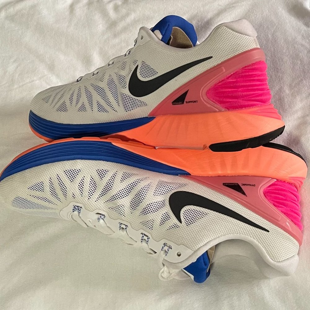 Nike Womens Lunarglide 6 White Running Shoes Sneakers Size 10.5